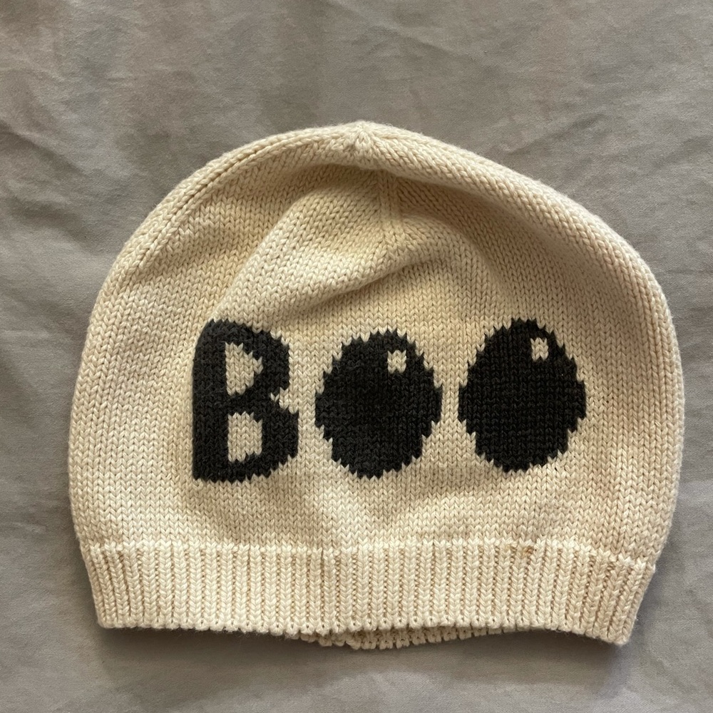 Baby Gap Boo Hat Beanie Halloween Cream White